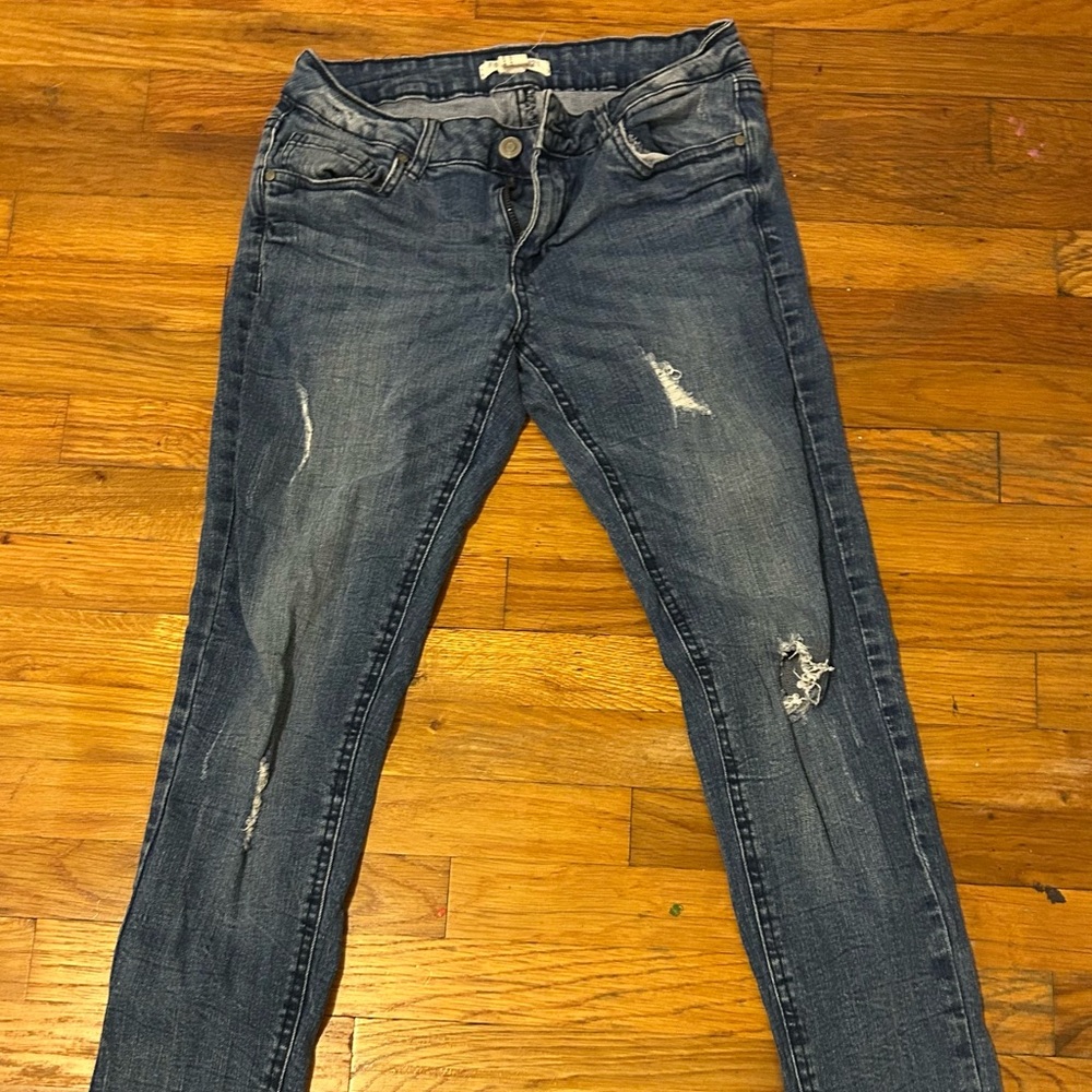 Forever 21 Blue Skinny Distressed Jeans